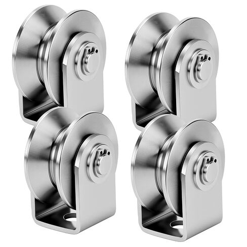 4 Pack 2 Inch V Groove Wheel, Stainless Steel Pulley Blocks V Groove Caster Double Bearings for Sliding Gate Rollers, Door and Window Tracks, 48MM in Saudi Arabia