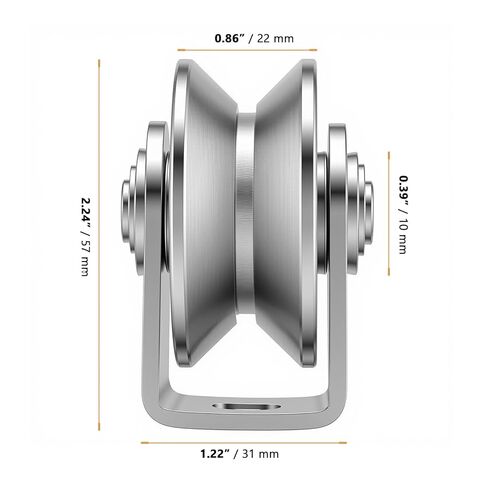 4 Pack 2 Inch V Groove Wheel, Stainless Steel Pulley Blocks V Groove Caster Double Bearings for Sliding Gate Rollers, Door and Window Tracks, 48MM in Saudi Arabia