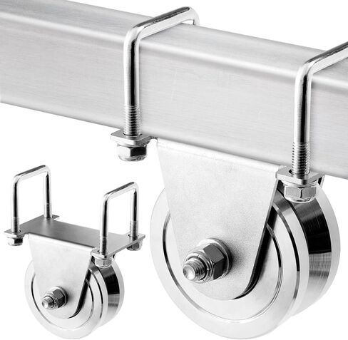 Tatuo 2 Pack 4 "عجلة دوارة لبوابة الأخدود شديدة التحمل، سعة 3000 رطل من الفولاذ المجلفن المزدوج المحمل بمسمار تثبيت خارجي لبوابات المسار V المنزلقة/المقلوبة، بدون لحام، سهلة التركيب in Saudi Arabia