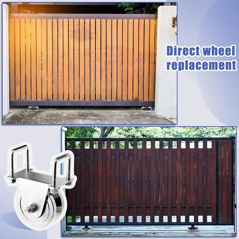 Tatuo 2 Pack 4 "عجلة دوارة لبوابة الأخدود شديدة التحمل، سعة 3000 رطل من الفولاذ المجلفن المزدوج المحمل بمسمار تثبيت خارجي لبوابات المسار V المنزلقة/المقلوبة، بدون لحام، سهلة التركيب in Saudi Arabia