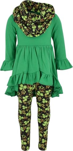 Unique Baby 3 Piece Girls Outfit with Top Legging and Scarf Toddler Girls' Clothing Sets in Kuwait