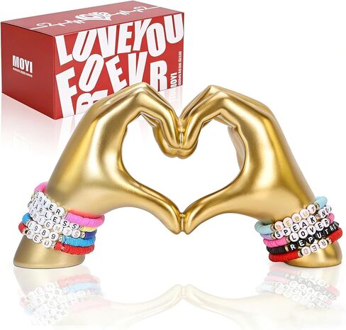 MOYI Gold Decor for Living Room Bedroom Bookshelf Coffe Table, Heart Hands Statue Aesthetic Boho Shelf Decor,Unique Valentines Day Decorations for Women Mom Girlfriend (No Bracelets) in Kuwait