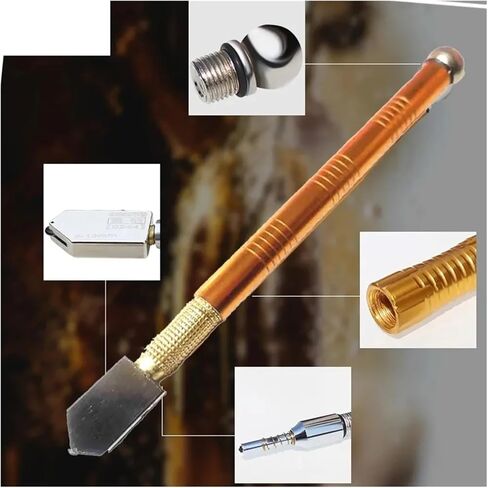 MIUYTRN Diamond Glass Cutter Professional Portable Wheel Blade Antislip Metal Handle 175mm for DIY Tile Mirror Craft Cutting Hand Tools cuicui in Kuwait