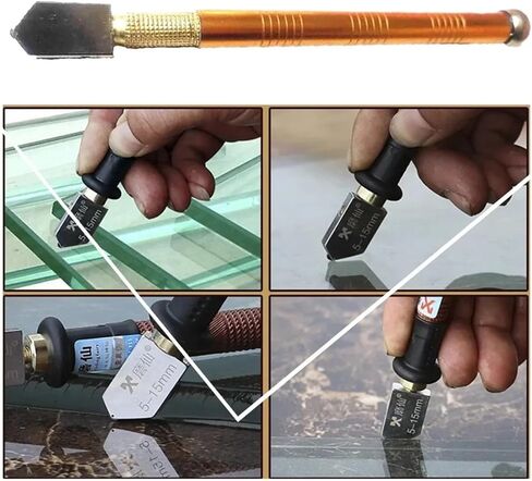 MIUYTRN Diamond Glass Cutter Professional Portable Wheel Blade Antislip Metal Handle 175mm for DIY Tile Mirror Craft Cutting Hand Tools cuicui in Kuwait