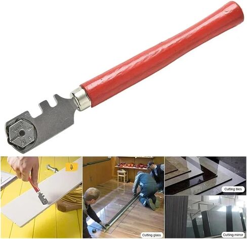 MIUYTRN 130 مللي متر قاطع الزجاج المحمول المهنية قاطع البلاط الزجاجي مقبض خشبي أداة لقطع العمل المنزلي الحديد الخشب cuicui in Kuwait