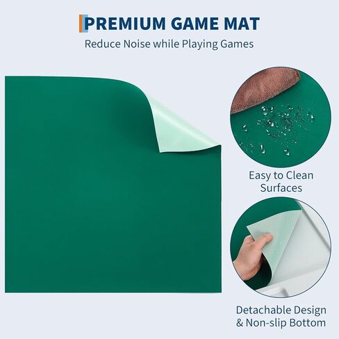 PeakPursuit Mahjong Table 39.4 x 39.4 inch, 4 Player Folding Domino Table with Wear-Resistant Green Tabletop, Portable Square Card Desk with Cup Holders & Chip Trays for Mahjong Poker Puzzles in Saudi Arabia