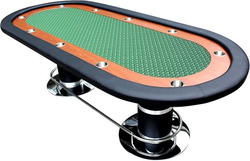 Poker Table for 10 Players Casino Style Games 96 inches with Speed Cloth Racetrack Playing Surface Pedestal Base, Blue in Saudi Arabia