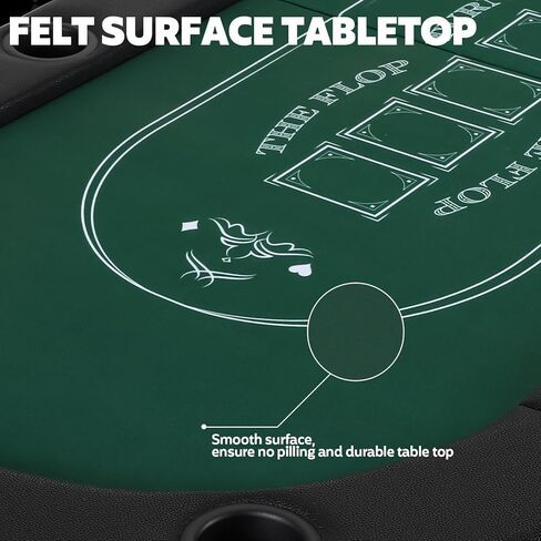 Poker Table Foldable, 72 Inch 8 Player Folding Poker Table, Portable Game Table with Cup Holders, Texas Holdem Poker Tables, Green in Kuwait