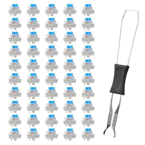 45 PCS Mechanical Keyboard Switches 3 Pin Blue Clicky Switches Dustproof Keyboard Clicker Keys Replacement for Gaming Keyboards in Saudi Arabia