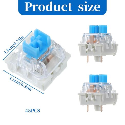45 PCS Mechanical Keyboard Switches 3 Pin Blue Clicky Switches Dustproof Keyboard Clicker Keys Replacement for Gaming Keyboards in Saudi Arabia
