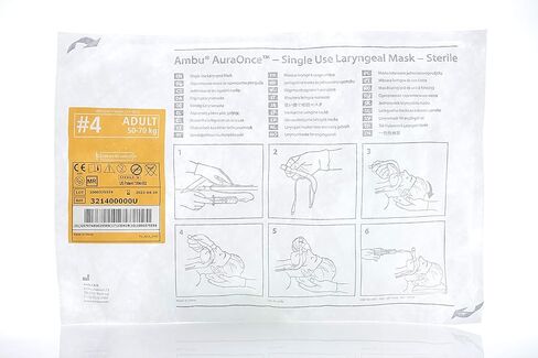 أقنعة AMBU AURAONCE LARYNGEAL، مقاس 4، للكبار، أصفر، سيليكون PVC، 321400000U (علبة مكونة من 10) in Kuwait