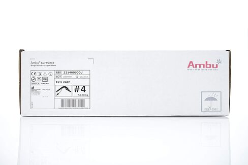 أقنعة AMBU AURAONCE LARYNGEAL، مقاس 4، للكبار، أصفر، سيليكون PVC، 321400000U (علبة مكونة من 10) in Kuwait