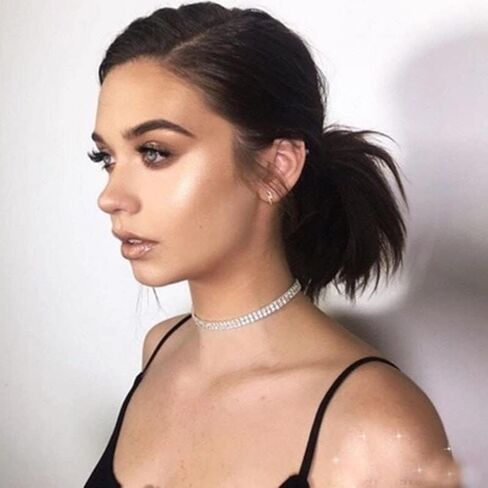 Diamond-Like Crystal laryngeal mask for Women, Simple Necklaces, Wedding Ornaments, Silver Necklaces in Kuwait