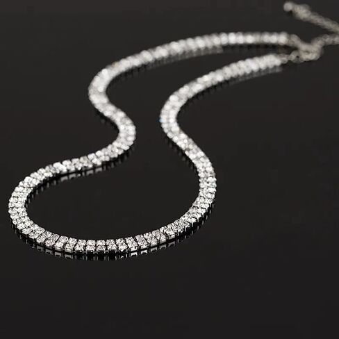 Diamond-Like Crystal laryngeal mask for Women, Simple Necklaces, Wedding Ornaments, Silver Necklaces in Kuwait