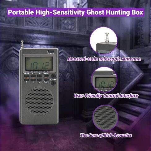 12 in 1 Ghost Hunting Equipment kit,Complete Paranormal Investigation Set with Ghost Box,Temperature Gun,emf Meter,EVP Recorder,uv Flashlight,dowsing rods,cat Balls,Speaker and Blindfold in Kuwait