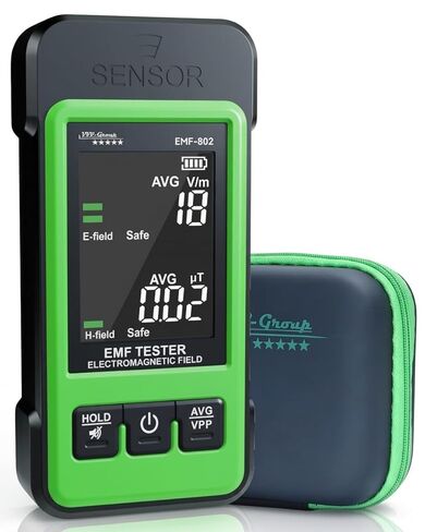 EMF Detector for Home & Office – EMF-802 by VVV-Group | Electric & Magnetic Field Meter with Real-Time Alerts, Avg/Peak Modes, Safety Indicator in Kuwait