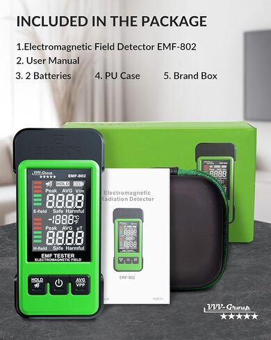 EMF Detector for Home & Office – EMF-802 by VVV-Group | Electric & Magnetic Field Meter with Real-Time Alerts, Avg/Peak Modes, Safety Indicator in Kuwait