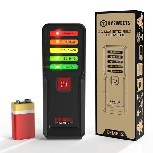 KAIWEETS المجال المغناطيسي EMF متر، كاشف صيد الأشباح، معدات التحقيق خوارق الكهرومغناطيسية المحمولة مع 5 أضواء LED المستوى، قارئ EMF للمنزل والمكتب والتفتيش في الهواء الطلق in Saudi Arabia