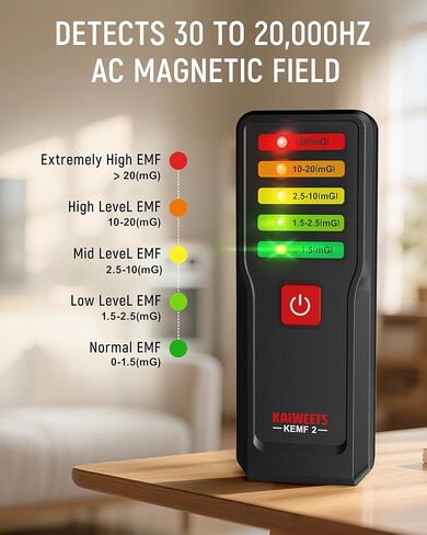 KAIWEETS المجال المغناطيسي EMF متر، كاشف صيد الأشباح، معدات التحقيق خوارق الكهرومغناطيسية المحمولة مع 5 أضواء LED المستوى، قارئ EMF للمنزل والمكتب والتفتيش في الهواء الطلق in Saudi Arabia