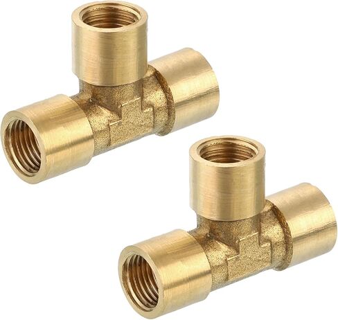 Brass Tee Pipe Fitting, G1/8" x G1/8" x G1/8" 3 Way T-Connector for Gas Transport Connect Pipelines, 2pcs in Saudi Arabia