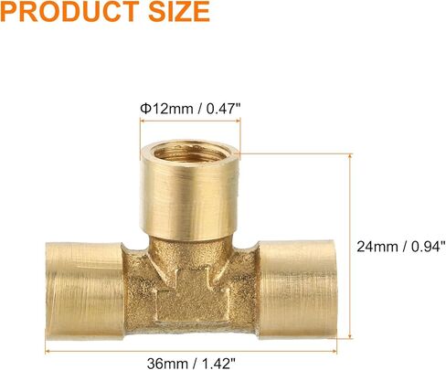 Brass Tee Pipe Fitting, G1/8" x G1/8" x G1/8" 3 Way T-Connector for Gas Transport Connect Pipelines, 2pcs in Saudi Arabia