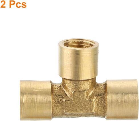 Brass Tee Pipe Fitting, G1/8" x G1/8" x G1/8" 3 Way T-Connector for Gas Transport Connect Pipelines, 2pcs in Saudi Arabia