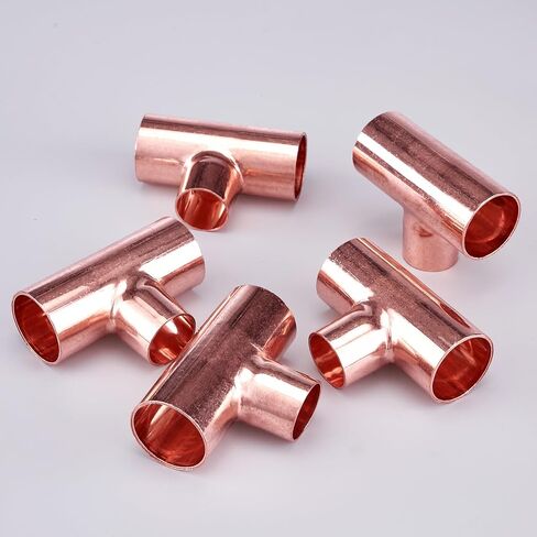 تي شيرت لحام نحاسي للسباكة، 5 قطع 1 × 1 × 3/4 بوصة C x C x C تركيب أنبوب نحاسي عالي التحمل مع وصلة لحام العرق، معتمد من NSF 61 in Kuwait