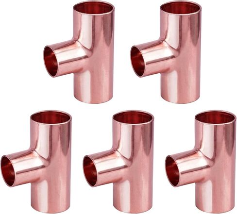 تي شيرت لحام نحاسي للسباكة، 5 قطع 1 × 1 × 3/4 بوصة C x C x C تركيب أنبوب نحاسي عالي التحمل مع وصلة لحام العرق، معتمد من NSF 61 in Kuwait