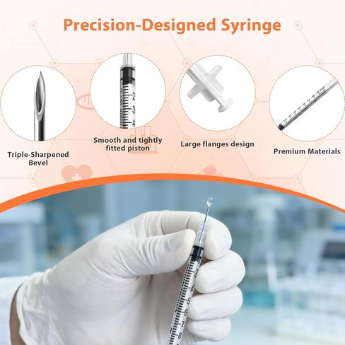 محاقن بإبرة، U-100 1 مل 31G 5/16 بوصة (8 مم) حقنة للاستعمال مرة واحدة، مستلزمات المختبر مغلفة بشكل فردي، عبوة من 30 قطعة in Kuwait