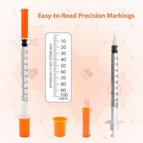 محاقن بإبرة، U-100 1 مل 31G 5/16 بوصة (8 مم) حقنة للاستعمال مرة واحدة، مستلزمات المختبر مغلفة بشكل فردي، عبوة من 30 قطعة in Kuwait