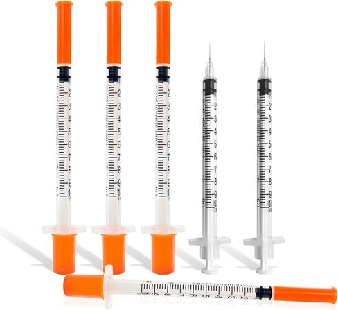 محاقن بإبرة، 1 مل 30 جرام 5/16 بوصة 8 مم، حقنة يمكن التخلص منها، أدوات مختبر U-100، مغلفة بشكل فردي، عبوة من 30 قطعة in Kuwait
