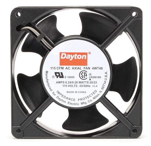 DAYTON 4WT46 115 VAC, Standard Square AXIAL Fan, 0.24 AMP, 4-11/16" Width, Replaces 4C550, 1-1/2" Depth, 3100 RPM, TERMINALS, 20 WATT, 4-11/16" Height in Saudi Arabia