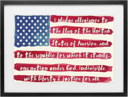 Stupell Industries 'Pledge Of Allegiance Flag Stripes', Framed Print Under Glass, Black, 20 x 14 Inches, Easy to Hang and Sturdy, Made in USA, by Sophie 6 in Kuwait