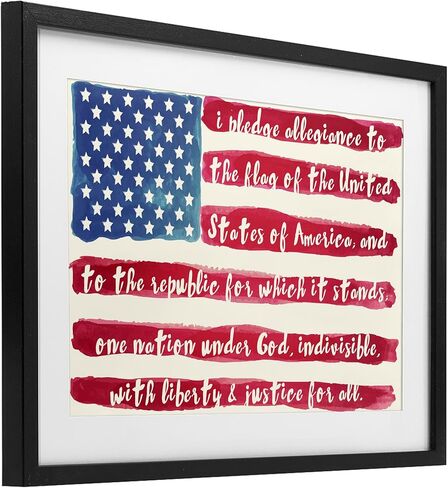 Stupell Industries 'Pledge Of Allegiance Flag Stripes', Framed Print Under Glass, Black, 20 x 14 Inches, Easy to Hang and Sturdy, Made in USA, by Sophie 6 in Kuwait