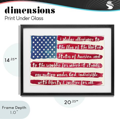 Stupell Industries 'Pledge Of Allegiance Flag Stripes', Framed Print Under Glass, Black, 20 x 14 Inches, Easy to Hang and Sturdy, Made in USA, by Sophie 6 in Kuwait