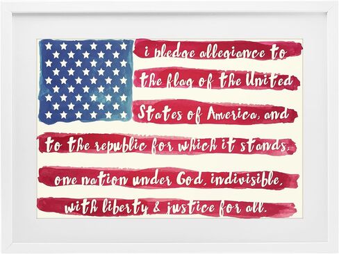 Stupell Industries 'Pledge Of Allegiance Flag Stripes', Framed Print Under Glass, White, 20 x 14 Inches, Easy to Hang and Sturdy, Made in USA, by Sophie 6 in Kuwait