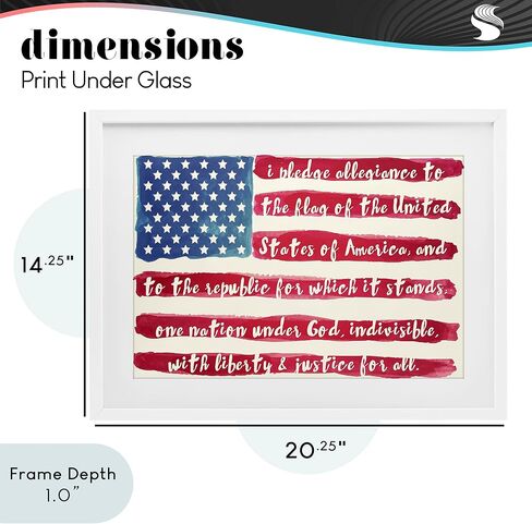Stupell Industries 'Pledge Of Allegiance Flag Stripes', Framed Print Under Glass, White, 20 x 14 Inches, Easy to Hang and Sturdy, Made in USA, by Sophie 6 in Kuwait