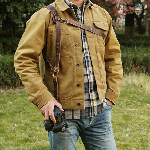 Vintage Leather 3 Point Slinger for Camera, Camera Harness with Adjustable Crossbody Shoulder Strap for DSLR/SLR, Solid Brass Hardware & Buffalo Leather Camera Strap for Photographers in Kuwait