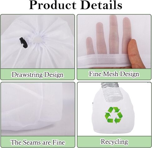 Klmnop 6 Pack Dryer Vent Lint Catcher Bags, Reusable Lint Catcher for Ventless Dryer Hose, Dust & Lint Filter Bag for Indoor/Outdoor Use(White) in Saudi Arabia