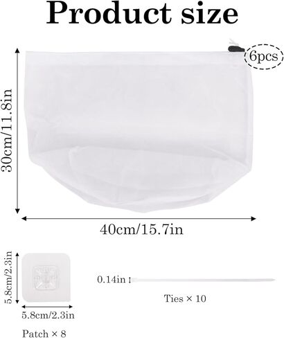 Klmnop 6 Pack Dryer Vent Lint Catcher Bags, Reusable Lint Catcher for Ventless Dryer Hose, Dust & Lint Filter Bag for Indoor/Outdoor Use(White) in Saudi Arabia