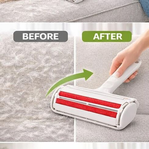 أسطوانة إزالة شعر الحيوانات الأليفة قابلة لإعادة الاستخدام للأثاث والأريكة والسجاد والفراش - أداة إزالة شعر الكلاب والقطط ذاتية التنظيف، بدون شريط لاصق، أسطوانة الوبر قابلة لإعادة الاستخدام in Kuwait