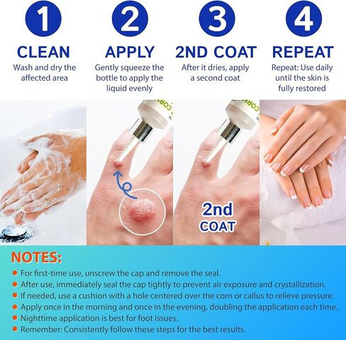 Corn Remover Liquid for Toes Feet: 20ml Salicylic Acid for Foot Corns Calluses Wart Removal at Work Home - Safe for Kids Teens Adults Seniors Athletes Runners Workers Men Women in Saudi Arabia