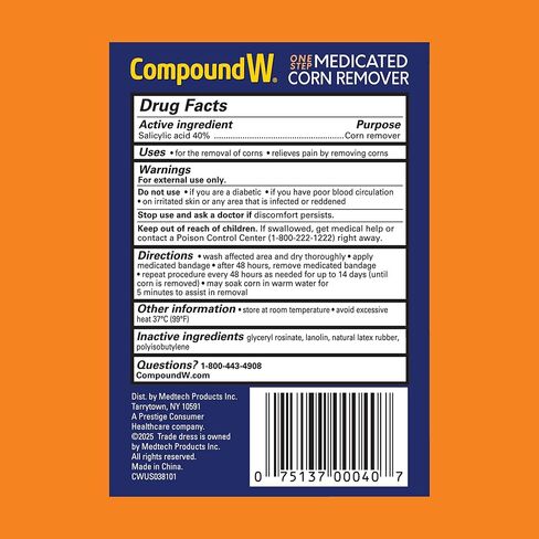 ضمادات الذرة الطبية لإزالة الذرة بخطوة واحدة من مركب دبليو الغروانية المائية مع حمض الساليسيليك، عدد 8 in Kuwait