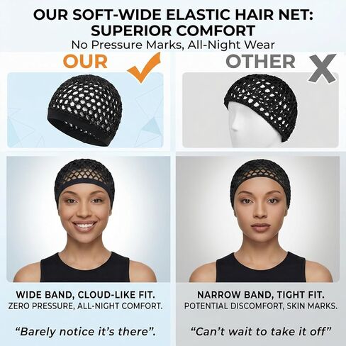 2 Pcs Premium Mesh Hair Net for Sleeping - Ultra-Wide Soft Band, Breathable Crochet Hair Wrap for Silk Press, Shower in Saudi Arabia