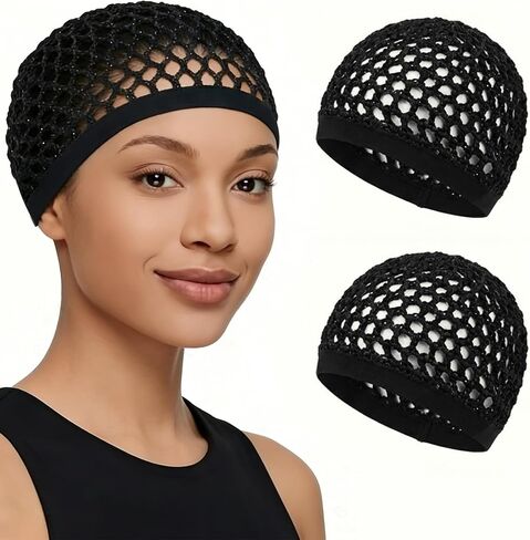 2 Pcs Premium Mesh Hair Net for Sleeping - Ultra-Wide Soft Band, Breathable Crochet Hair Wrap for Silk Press, Shower in Saudi Arabia