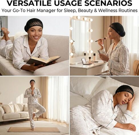 2 Pcs Premium Mesh Hair Net for Sleeping - Ultra-Wide Soft Band, Breathable Crochet Hair Wrap for Silk Press, Shower in Saudi Arabia
