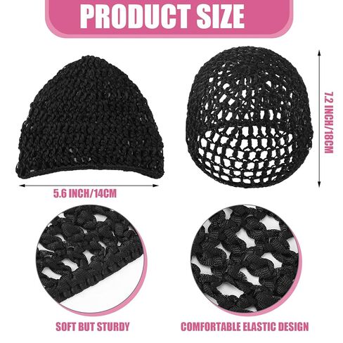 3 Pieces Hair Wrap Net for Sleeping Mesh Crochet Hair Net for Women Rayon Knit Snood Cap Cover Sleep Hat(Black, Pink, Rose Red) in Saudi Arabia