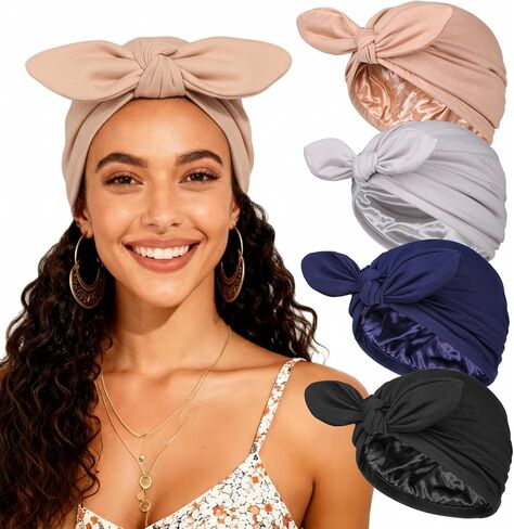 غطاء رأس كيميائي مزدوج الطبقات للنساء، قبعة نوم مربوطة مسبقًا لتغطية الرأس من أجل تساقط الشعر in Kuwait