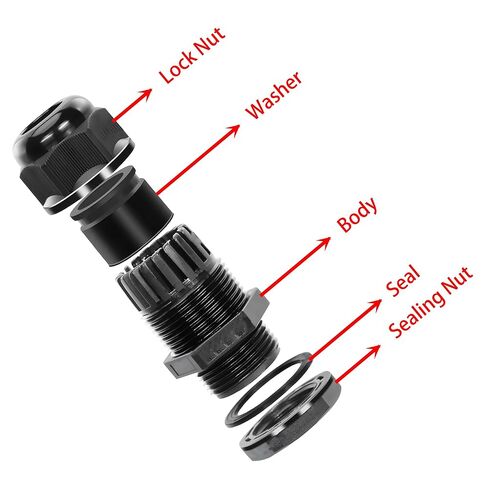 10 قطع من غدد الكابلات السوداء مقاس 1/4 بوصة NPT، مقابض سلك تخفيف الضغط من النايلون المقاوم للماء IP68، موصلات سلكية قابلة للتعديل 3-6.5 مم مع حشوات مطاطية وصواميل للتركيبات الكهربائية لصندوق التوصيل in Kuwait
