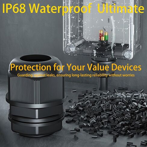 10 قطع من غدد الكابلات السوداء مقاس 1/4 بوصة NPT، مقابض سلك تخفيف الضغط من النايلون المقاوم للماء IP68، موصلات سلكية قابلة للتعديل 3-6.5 مم مع حشوات مطاطية وصواميل للتركيبات الكهربائية لصندوق التوصيل in Kuwait